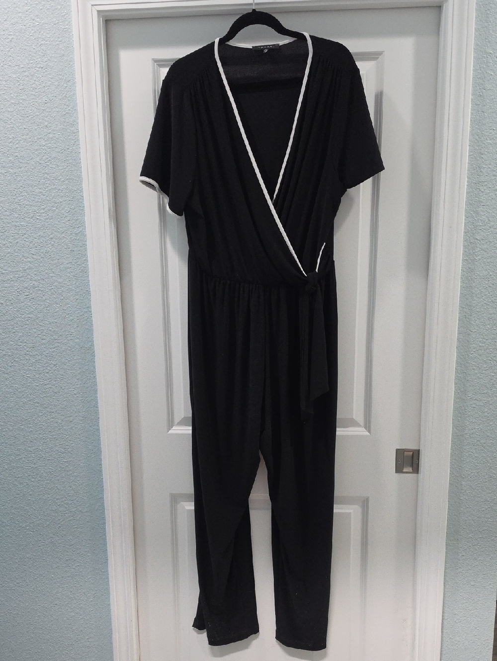 Tahari Black Jumpsuit with White Trim